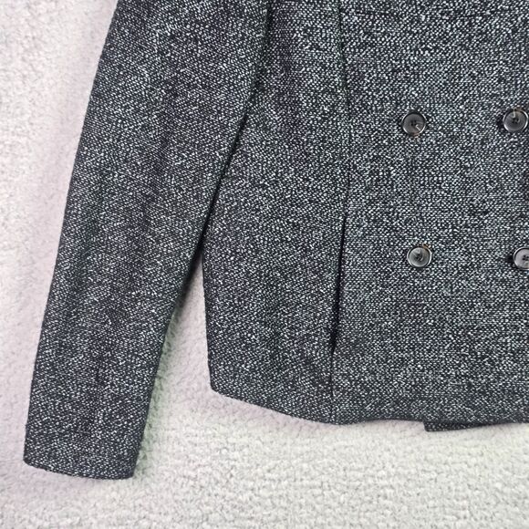 Loft Tweed Double Breasted Gray Crop Jacket Blazer Medium Trendy Structured - Picture 6 of 15
